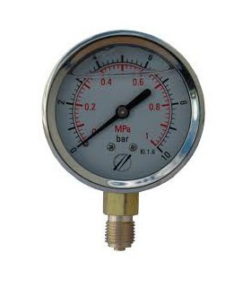 Manomètre de diamètre 63 et raccord 1/4" Haute pression Laiton